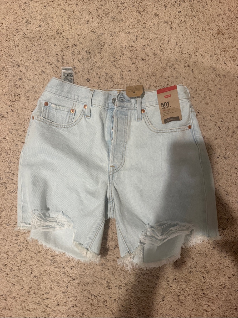 Levi's 501 Light Wash Distressed Women's Denim Shorts